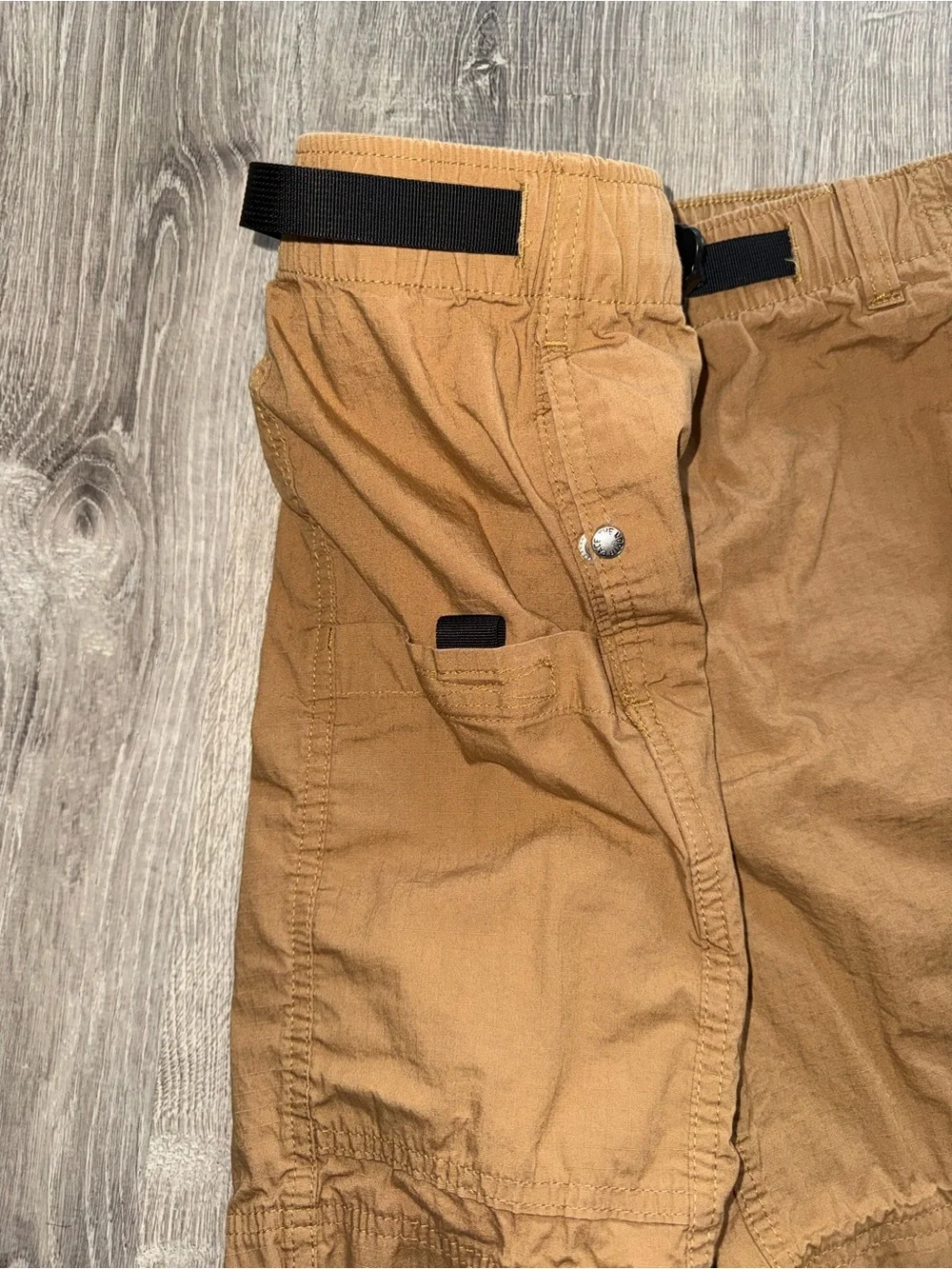 The North Face Men's Caramel Cargo Shorts with Black Accents